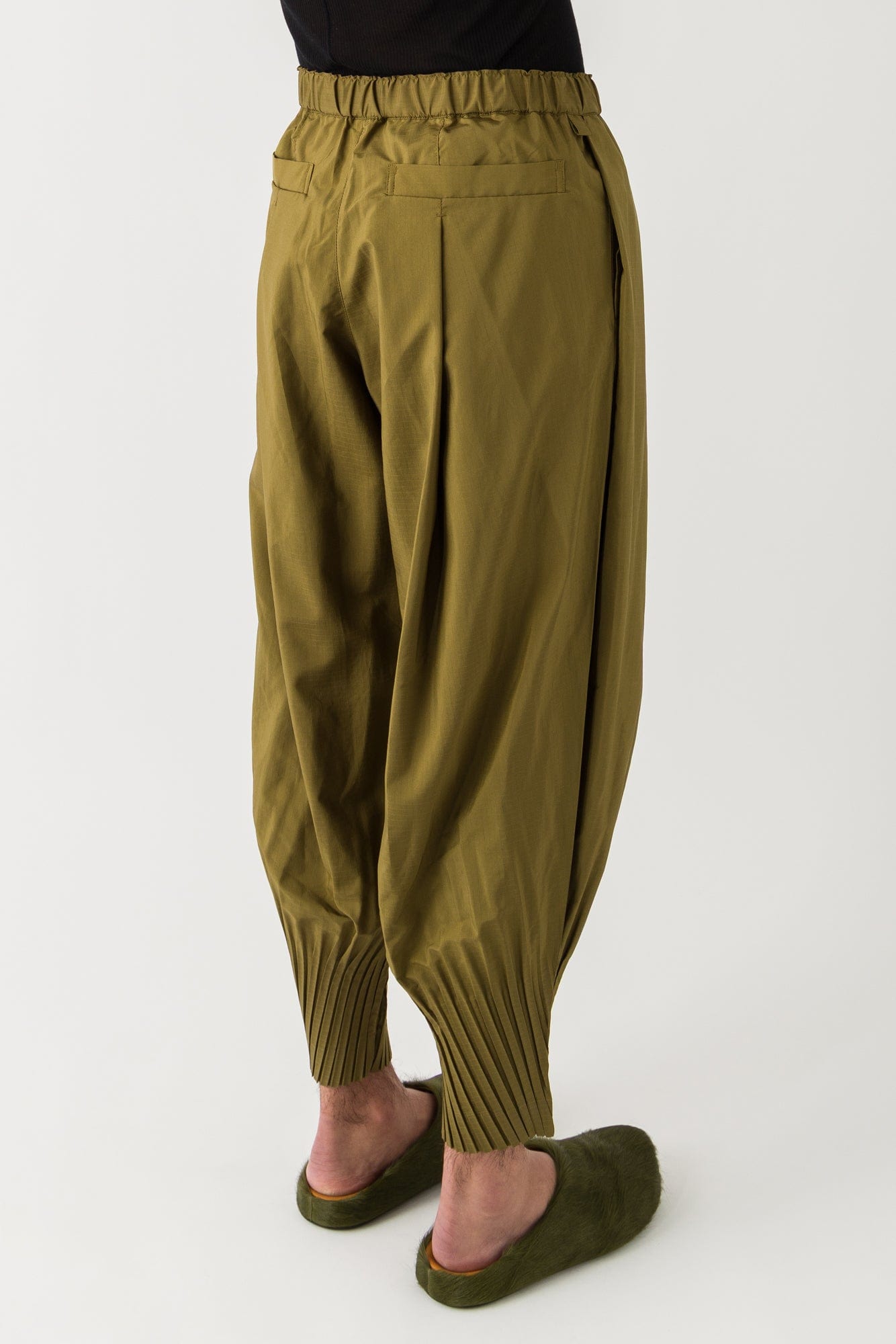 Homme Plissé Issey Miyake Cascade Trousers in Khaki SS25
