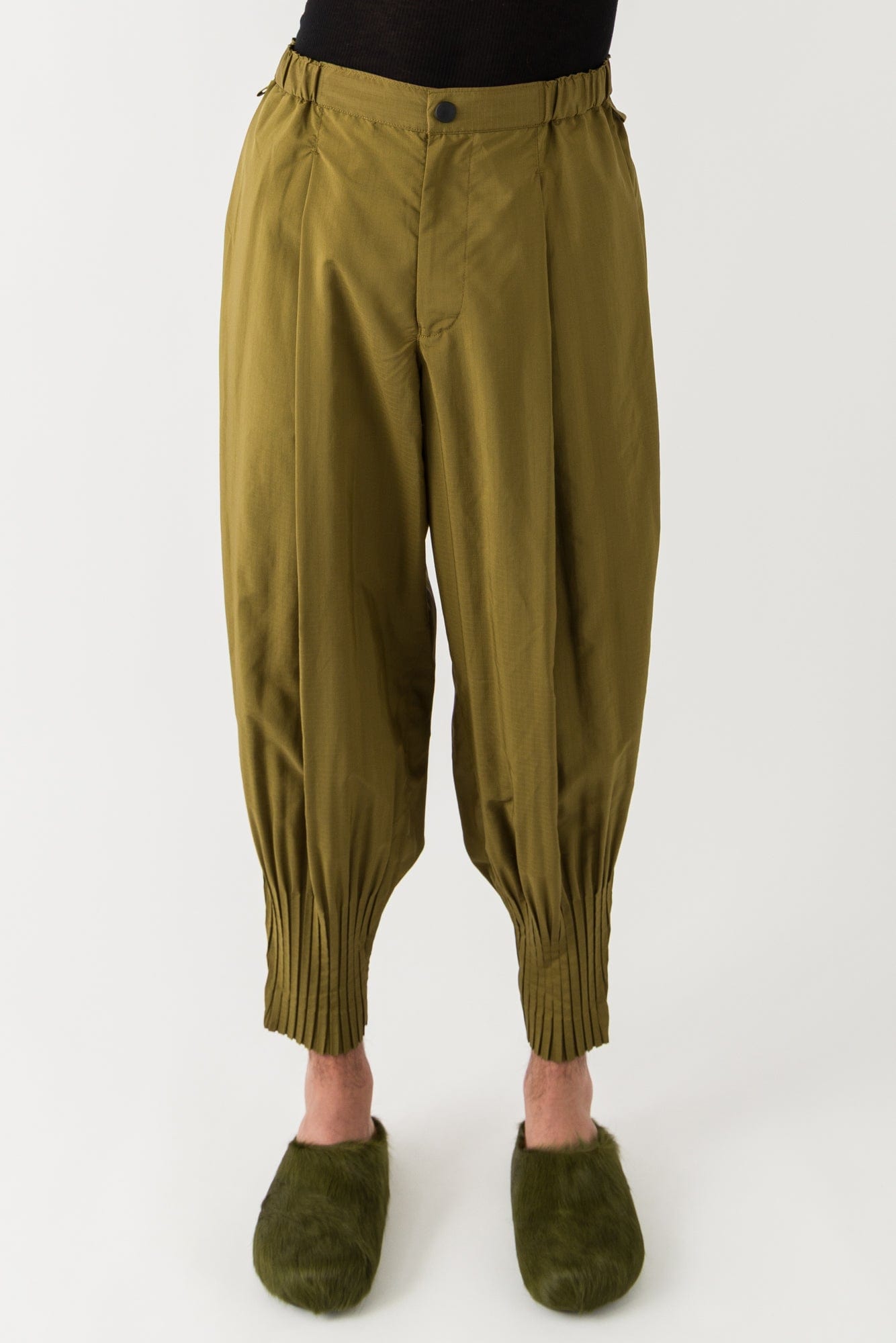 Homme Plissé Issey Miyake Cascade Trousers in Khaki SS25