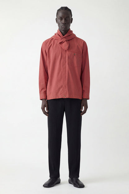 Homme Plissé Issey Miyake Streamline Shirt in Red full look