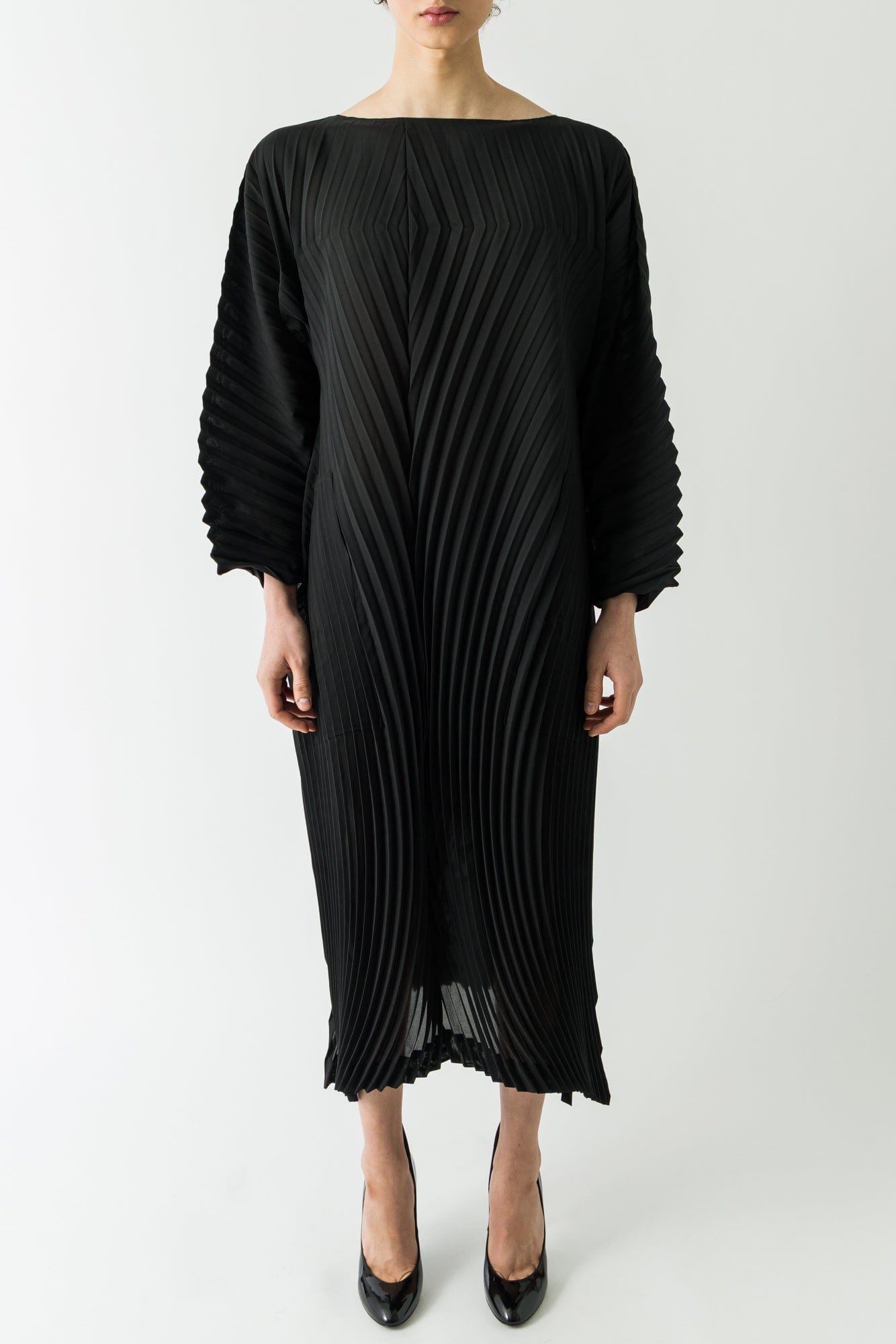 Issey Miyake Wave Pleats Dress in Black