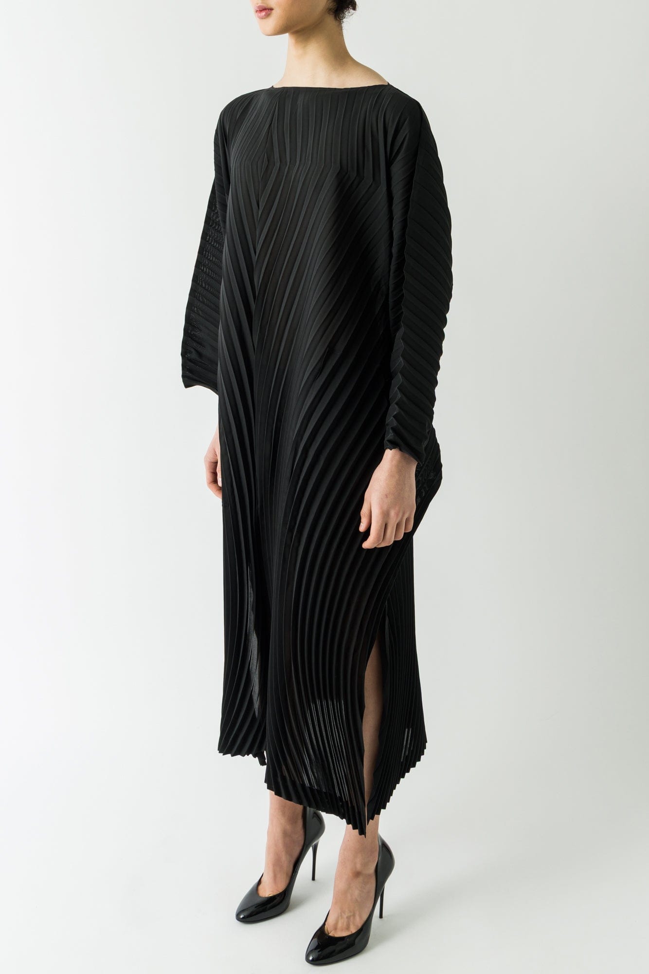 Issey Miyake Wave Pleats Dress in Black