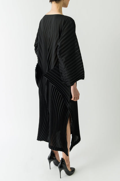 Issey Miyake Wave Pleats Dress in Black back