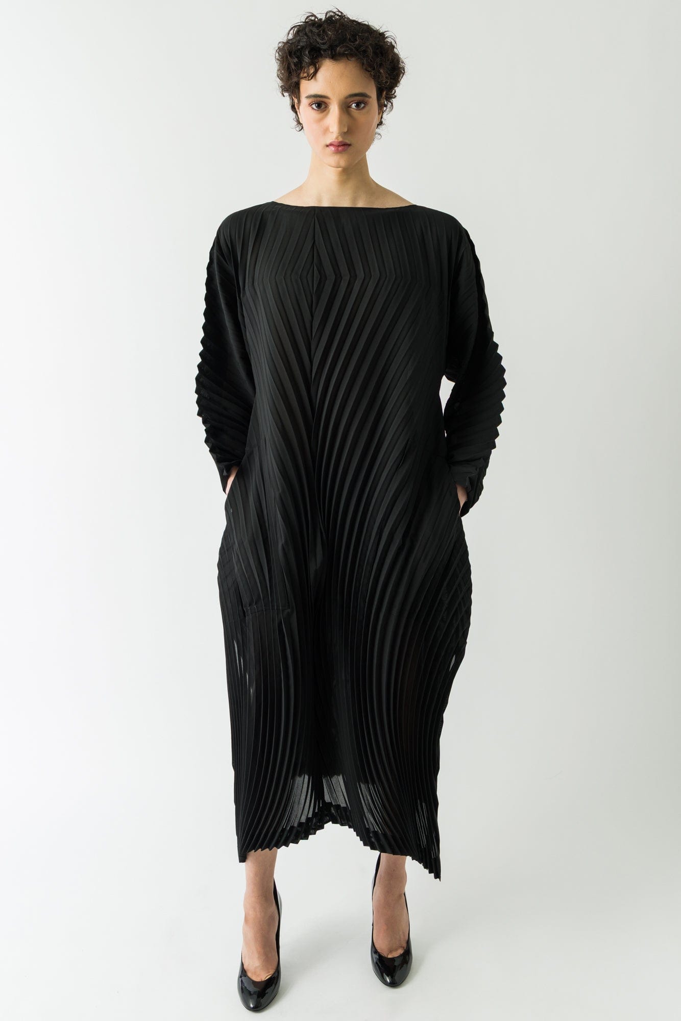 Issey Miyake Wave Pleats Dress in Black
