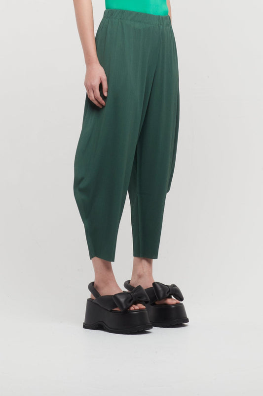 Pleats Please Issey Miyake A-POC Bottoms in Green Chili side