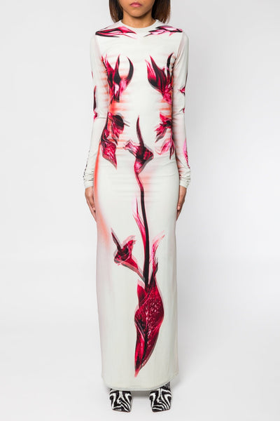 jean paul gaultier flower body morphing long sleeve dress Jean Paul Gaultier Flower Body Morphing Dress en Blue pour femme