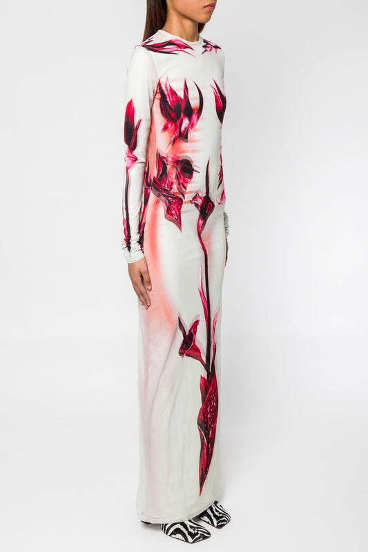 Jean Paul Gaultier Flower Body Morphing Mariniere Mesh Stretch Jersey Double Layered Dress SS25 side