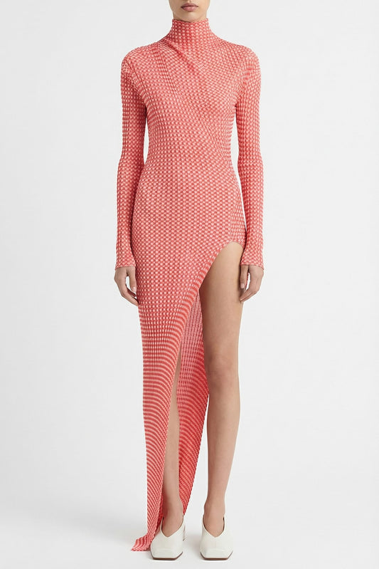 Jean Paul Gaultier Gingham Illusion Asymmetric Collar Dress SS26