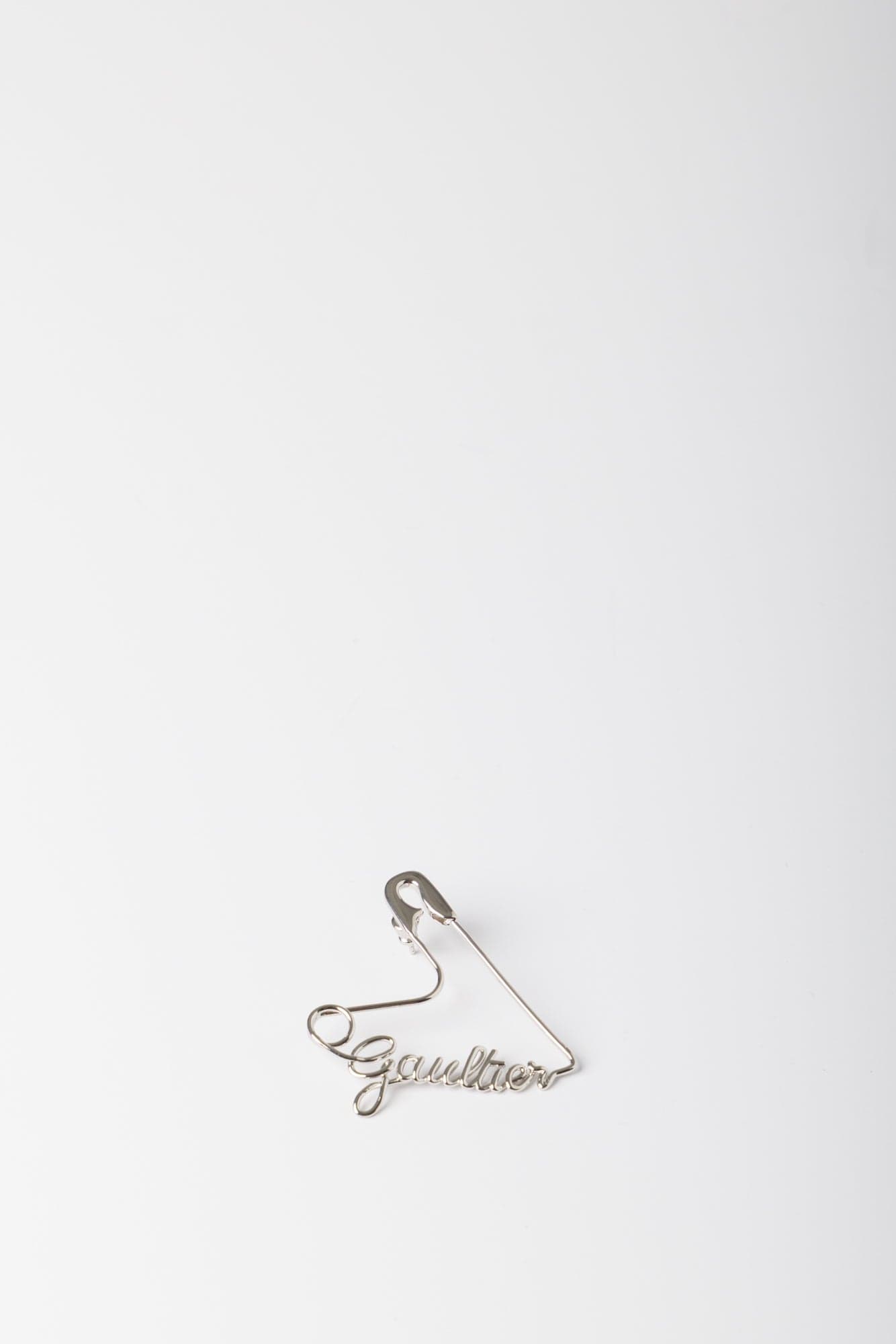 Jean Paul Gaultier Heart Safety Pin Hair Clip in Silver