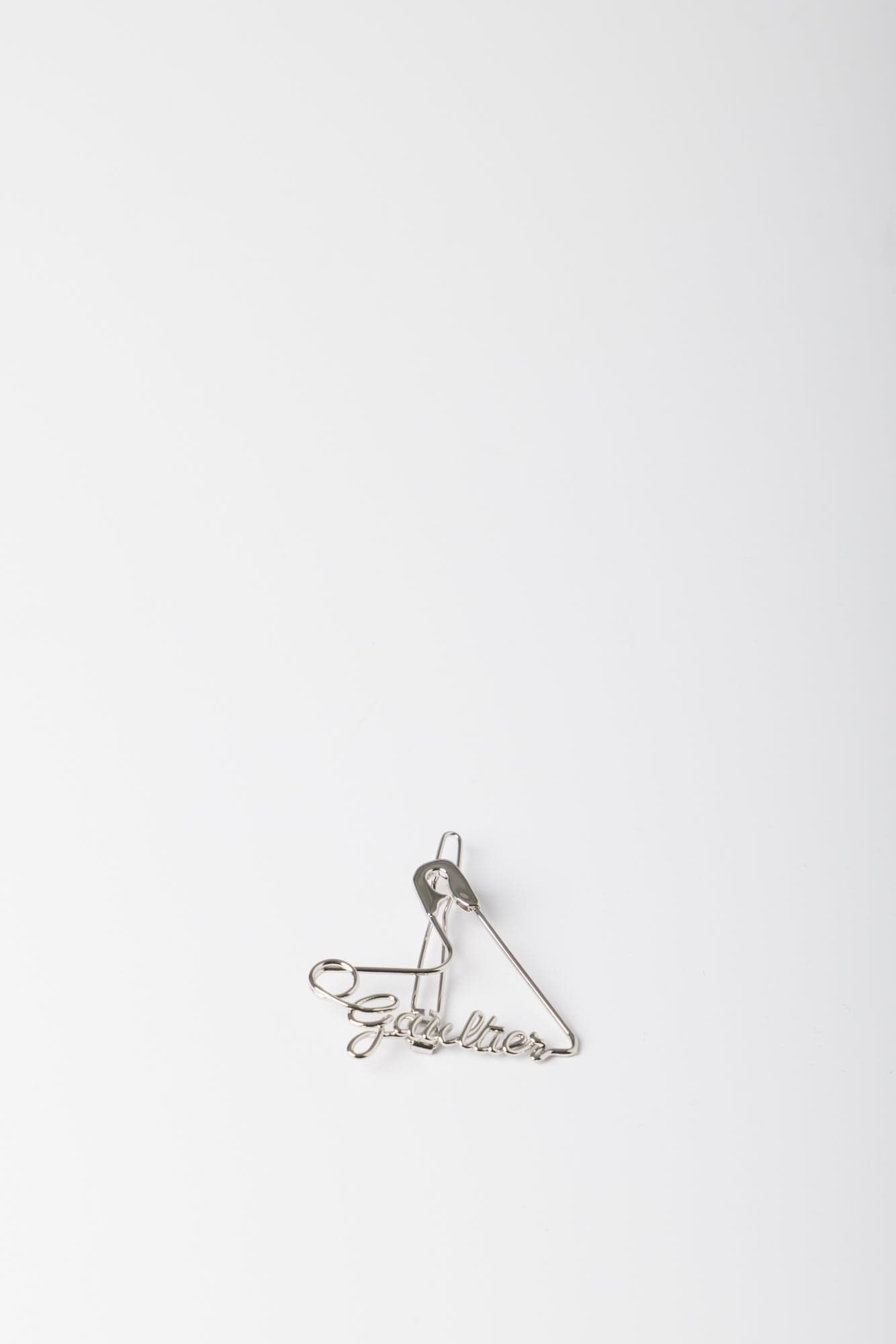 Jean Paul Gaultier Heart Safety Pin Hair Clip in Silver back