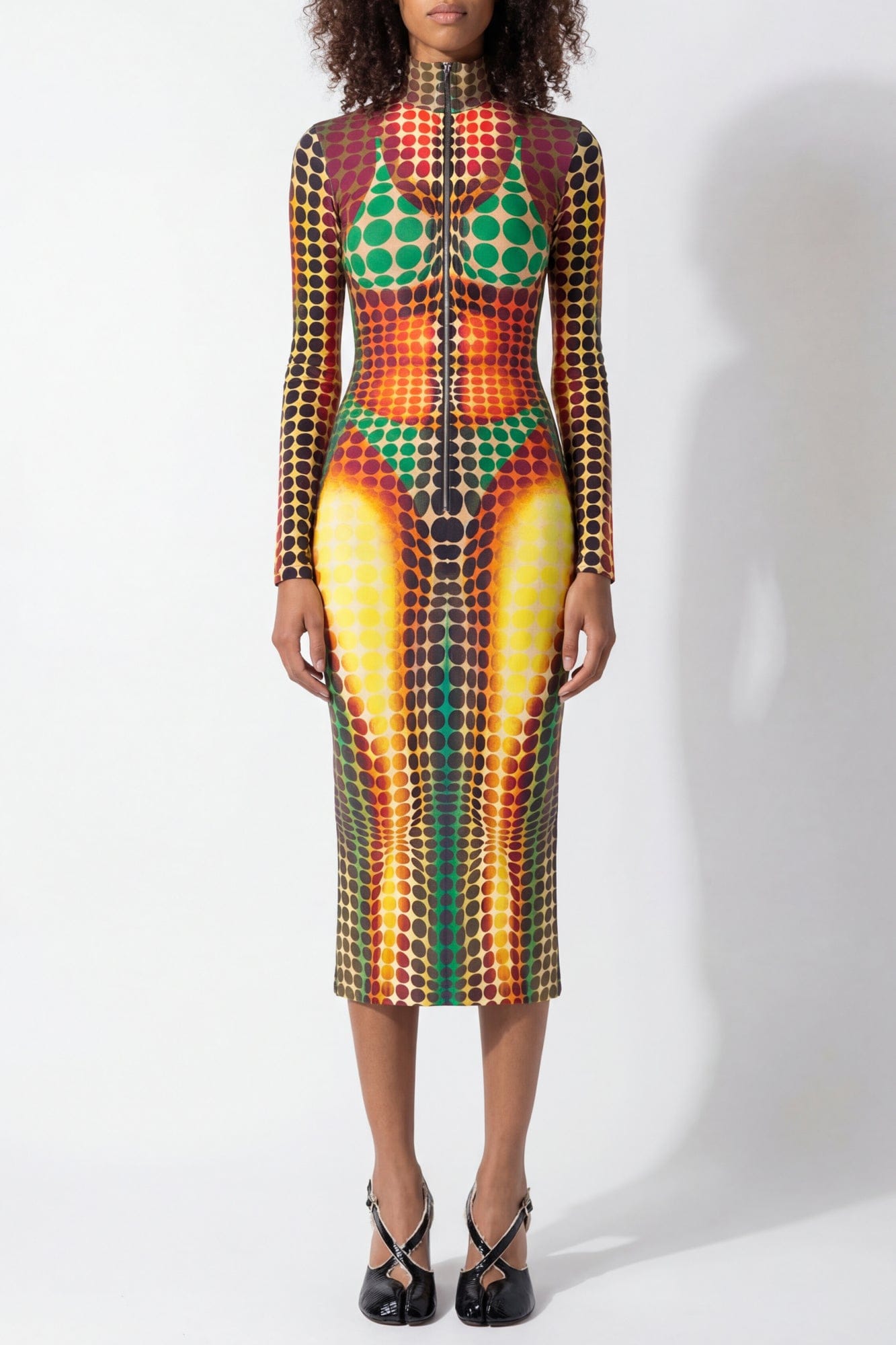 Jean Paul Gaultier High Neck Long Dress in Orange