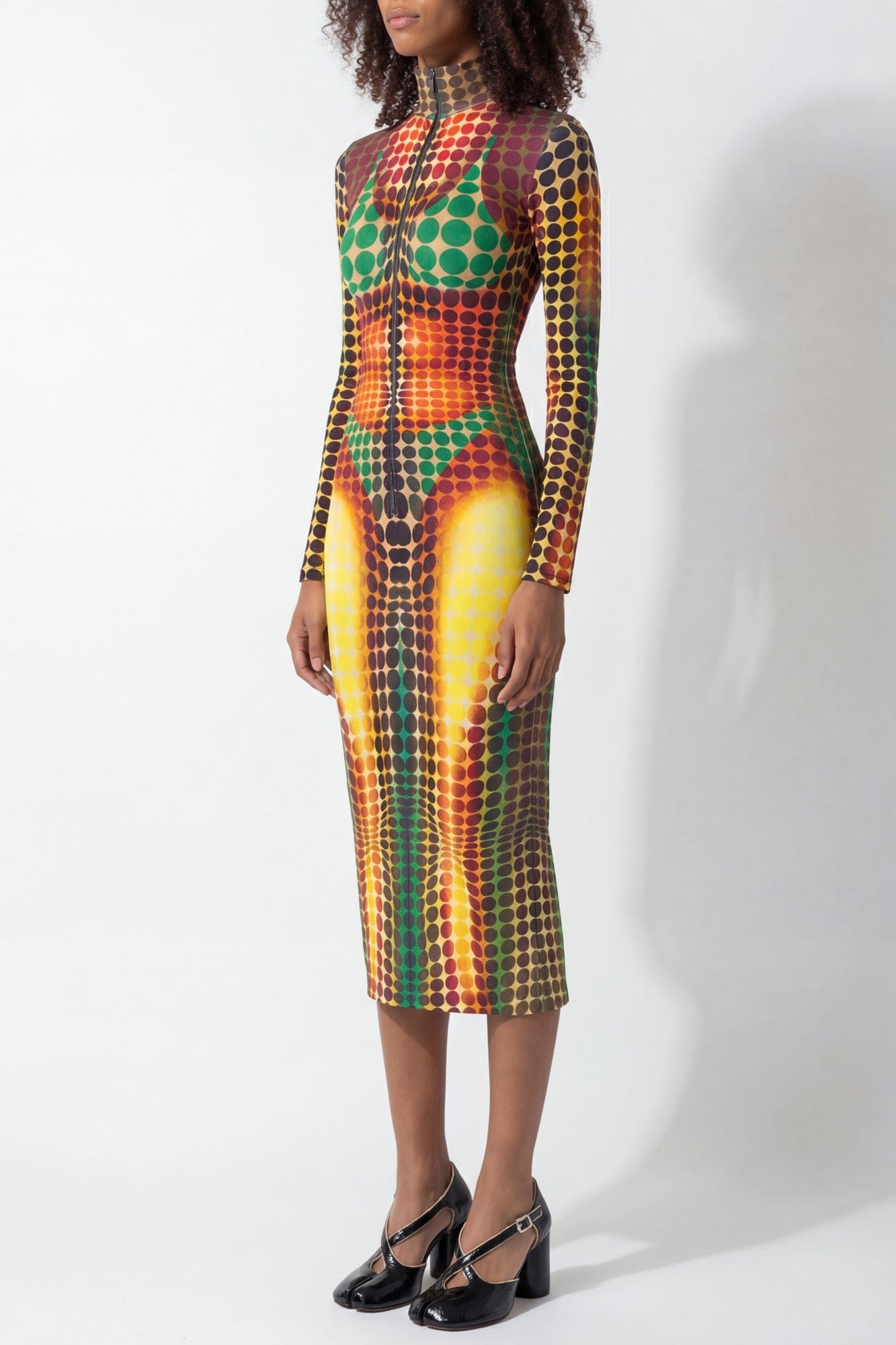 Jean Paul Gaultier High Neck Long Dress in Orange