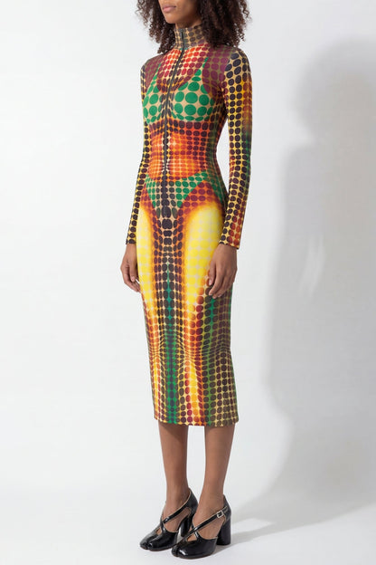 Jean Paul Gaultier High Neck Long Dress in Orange side