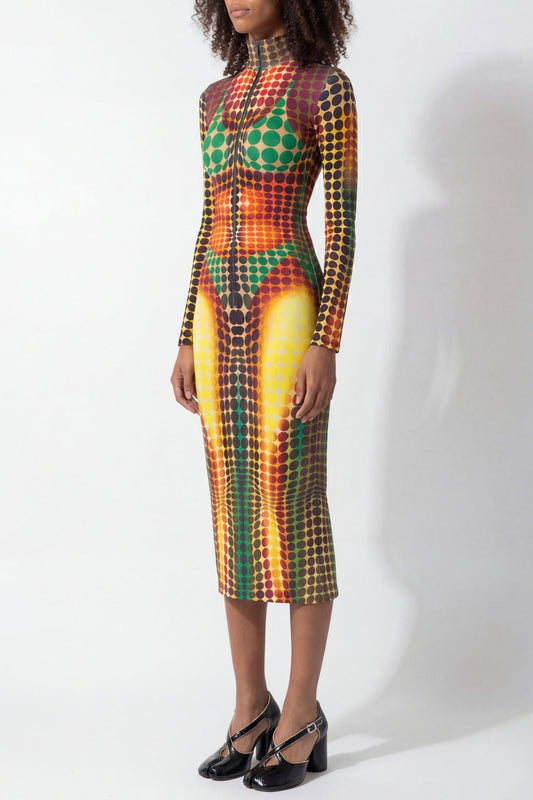 Jean Paul Gaultier High Neck Long Dress in Orange side