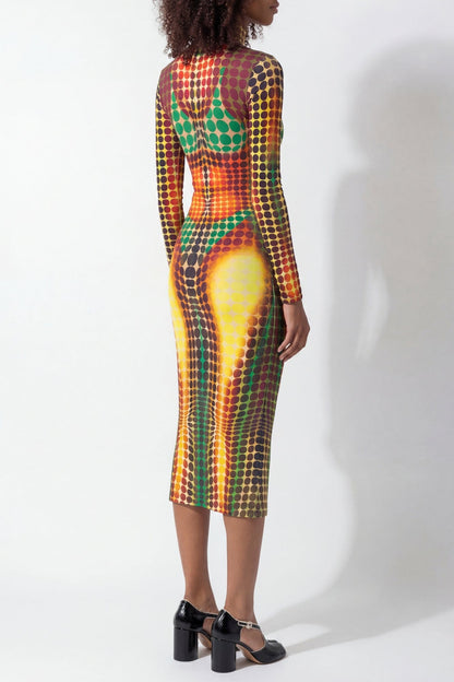 Jean Paul Gaultier High Neck Long Dress in Orange back