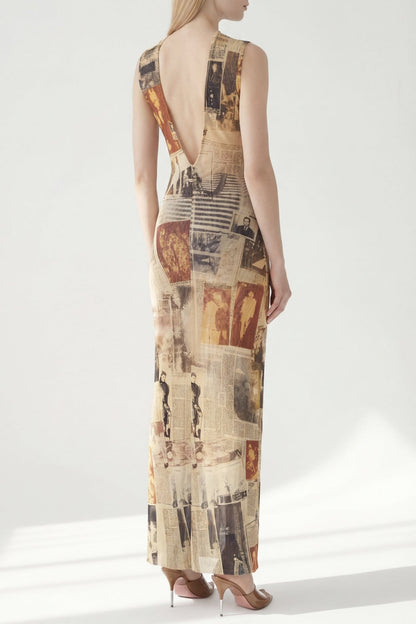 Jean Paul Gaultier High Neck Mesh Dress in Journal back