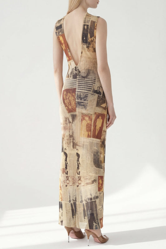 Jean Paul Gaultier High Neck Mesh Dress in Journal back