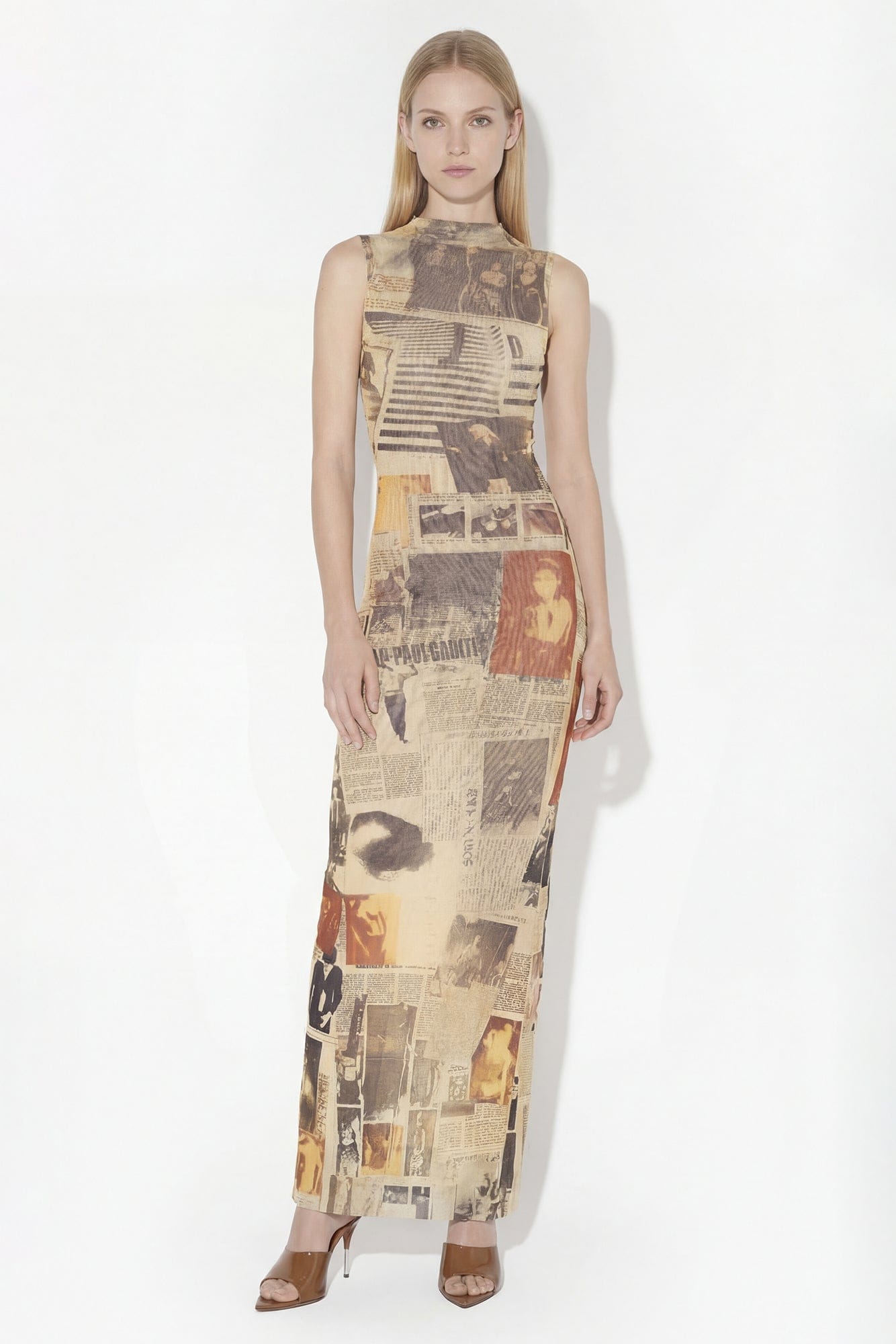 jean paul mesh dress Jean Paul Gaultier Graphic-pattern Mesh Maxi Dress