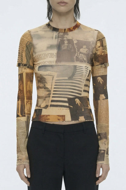 Jean Paul Gaultier Mesh Baby Tee in Journal