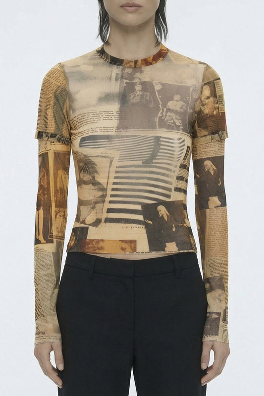 Jean Paul Gaultier Mesh Baby Tee in Journal