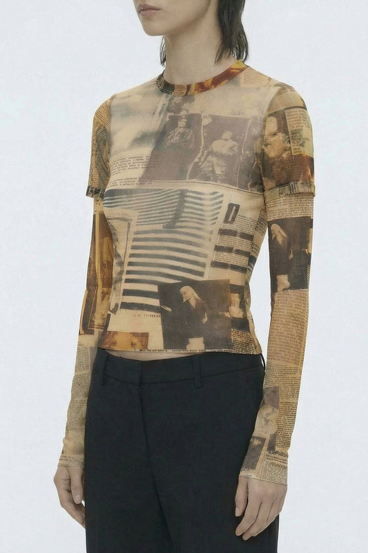 Jean Paul Gaultier Mesh Baby Tee in Journal side