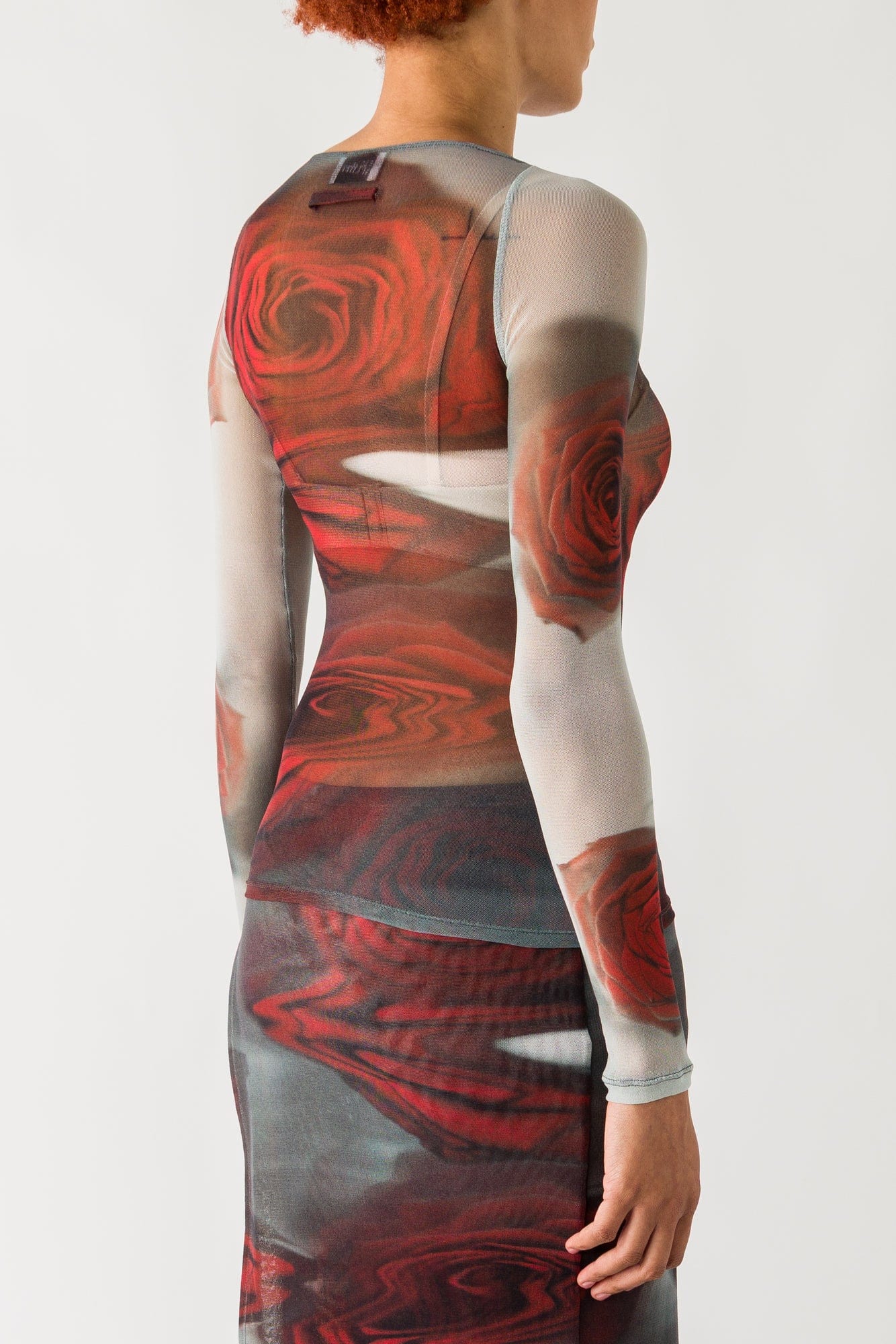 Jean Paul Gaultier Mesh Long Sleeve in Blurry Roses