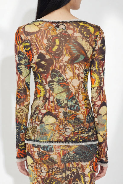 Jean Paul Gaultier Mesh Long Sleeve with Lacing in Papillon back