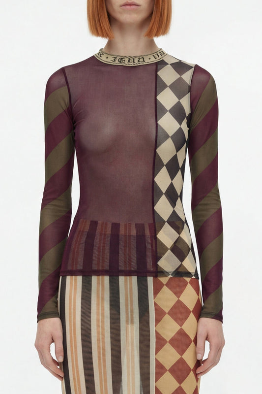 Jean Paul Gaultier Mesh Patchwork top