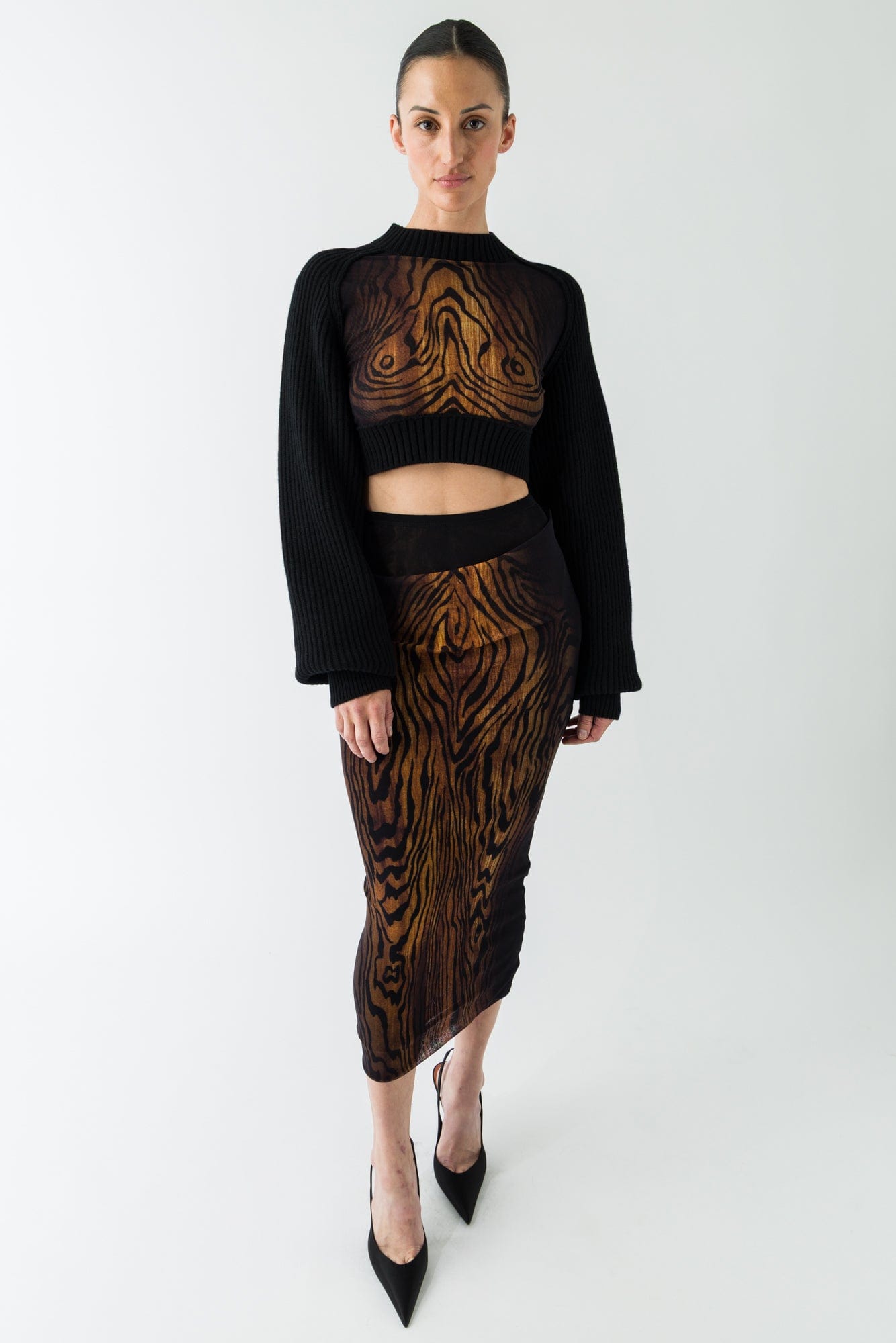 Jean Paul Gaultier Printed Mesh Sweater full look