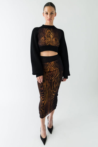 Jean Paul Gaultier Printed Mesh Sweater full look
