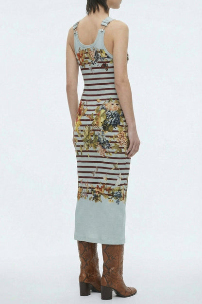 Jean Paul Gaultier Ribbed Dress with Buckles in Marinière Grape back