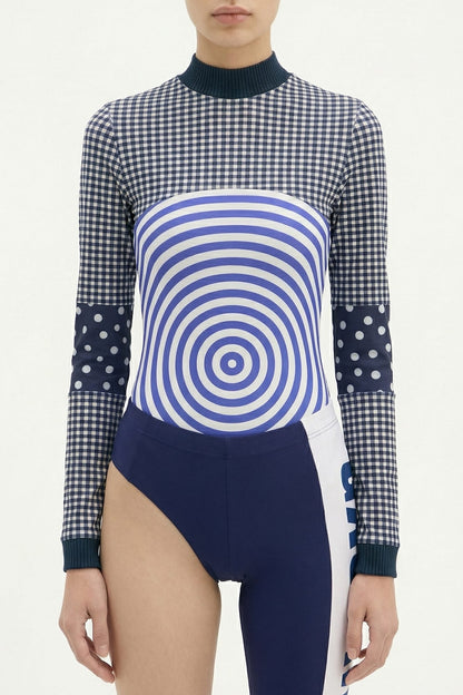 Jean Paul Gaultier Target Printed Long Sleeve Ribbed Top SS26