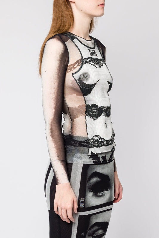Jean Paul Gaultier Body Lace Mariniere Mesh Top side