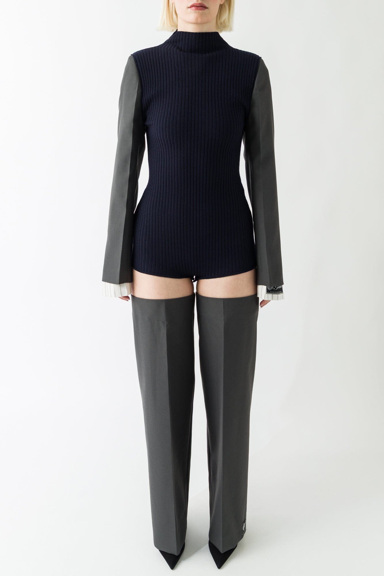 Jean Paul Gaultier Merino Wool Bodysuit in Navy