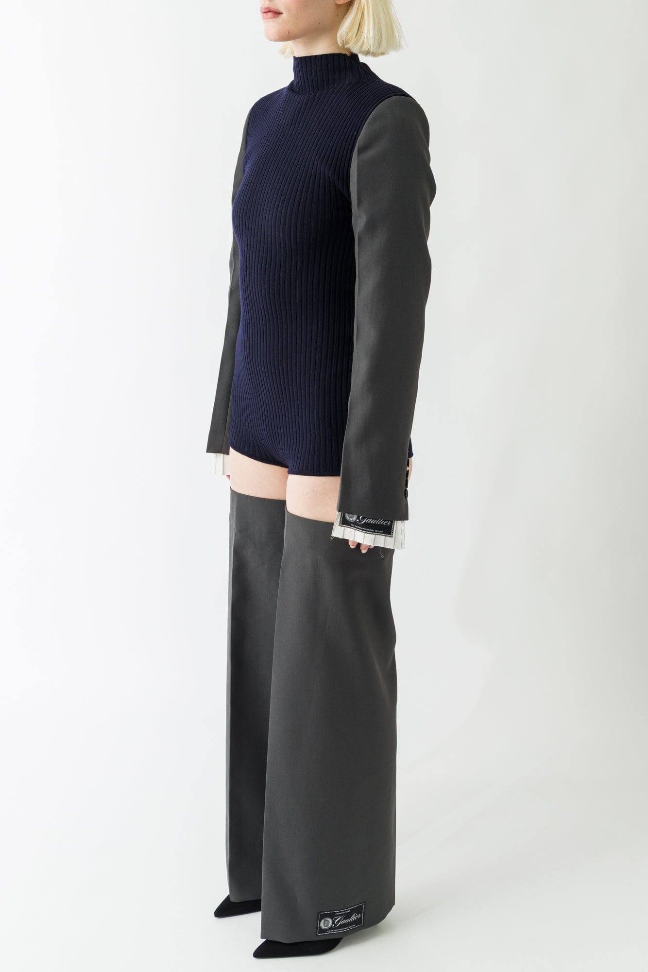Jean Paul Gaultier Merino Wool Bodysuit in Navy