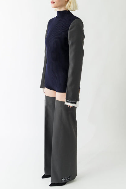 Jean Paul Gaultier Merino Wool Bodysuit in Navy side