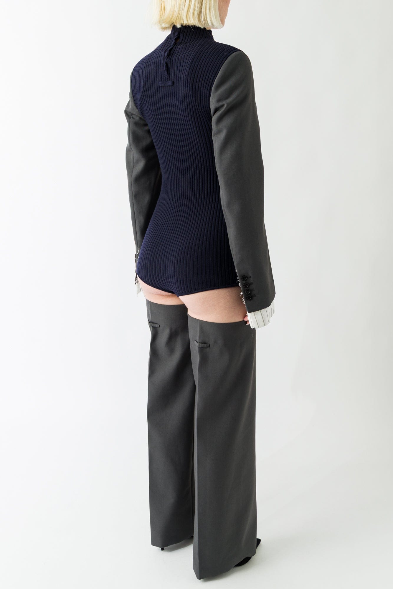 Jean Paul Gaultier Merino Wool Bodysuit in Navy