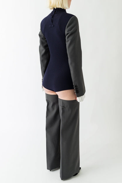 Jean Paul Gaultier Merino Wool Bodysuit in Navy back