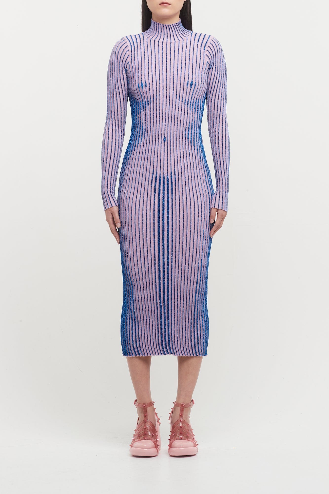 Jean Paul Gaultier Trompe L'oeil High Neck Long Sleeve Dress