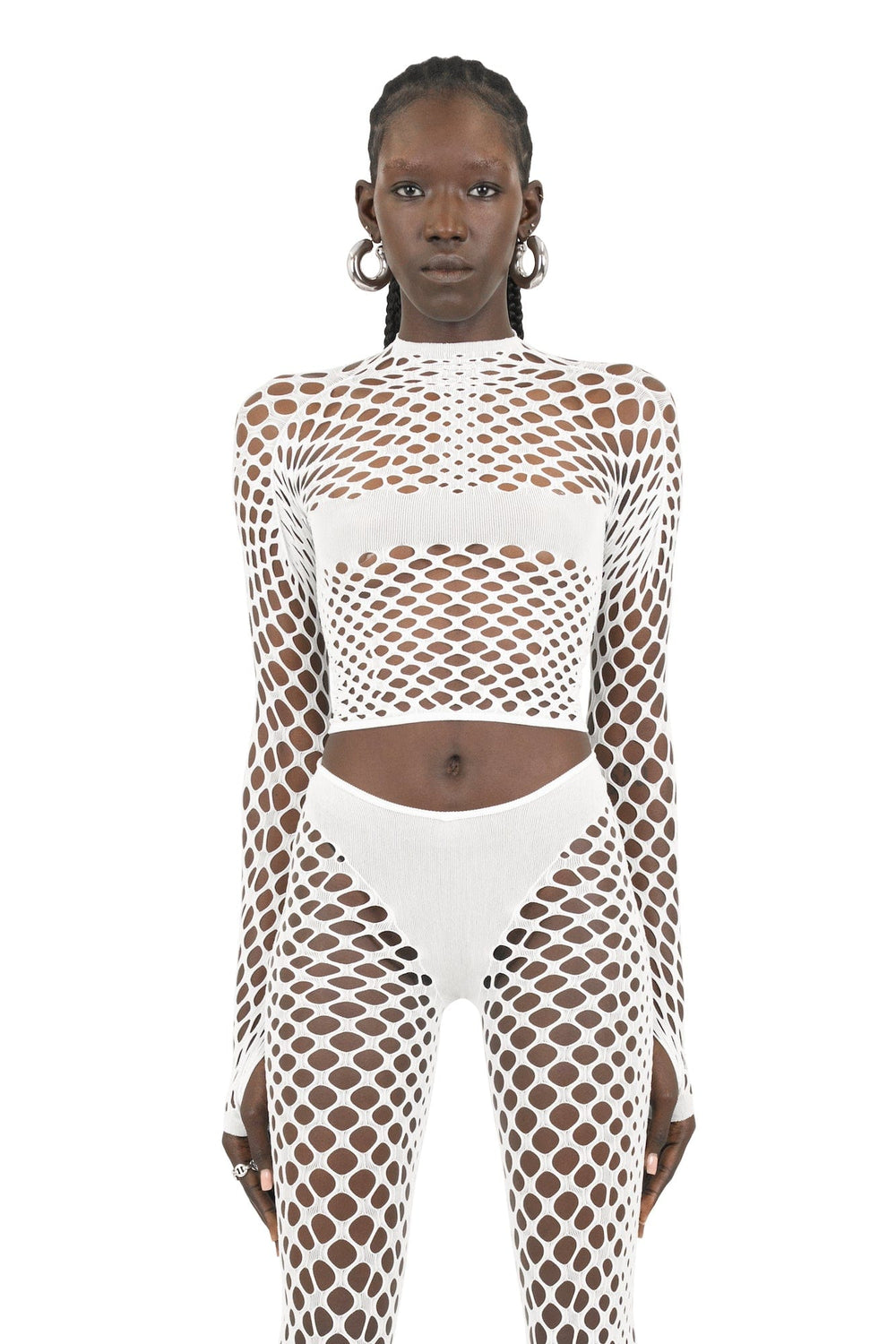 Jean Paul Gaultier Long Sleeve High Neck Top with Perforation