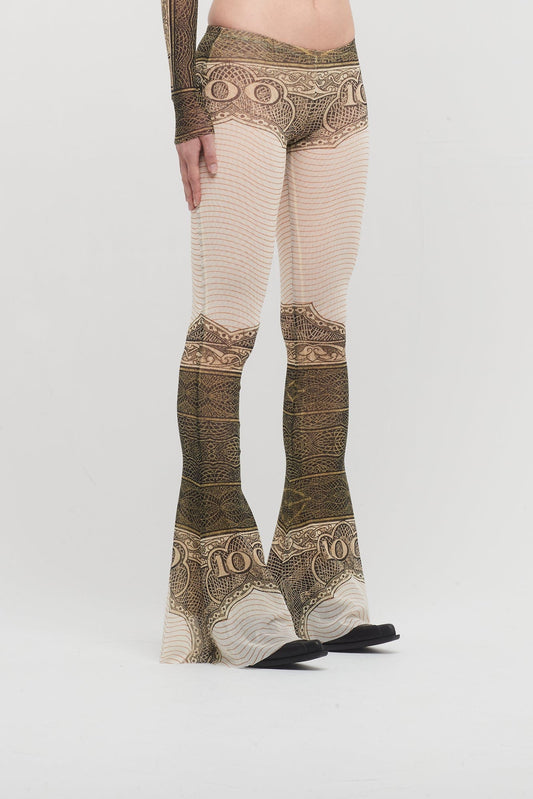 Jean Paul Gaultier Mesh Flare Cartouche Printed Pants side