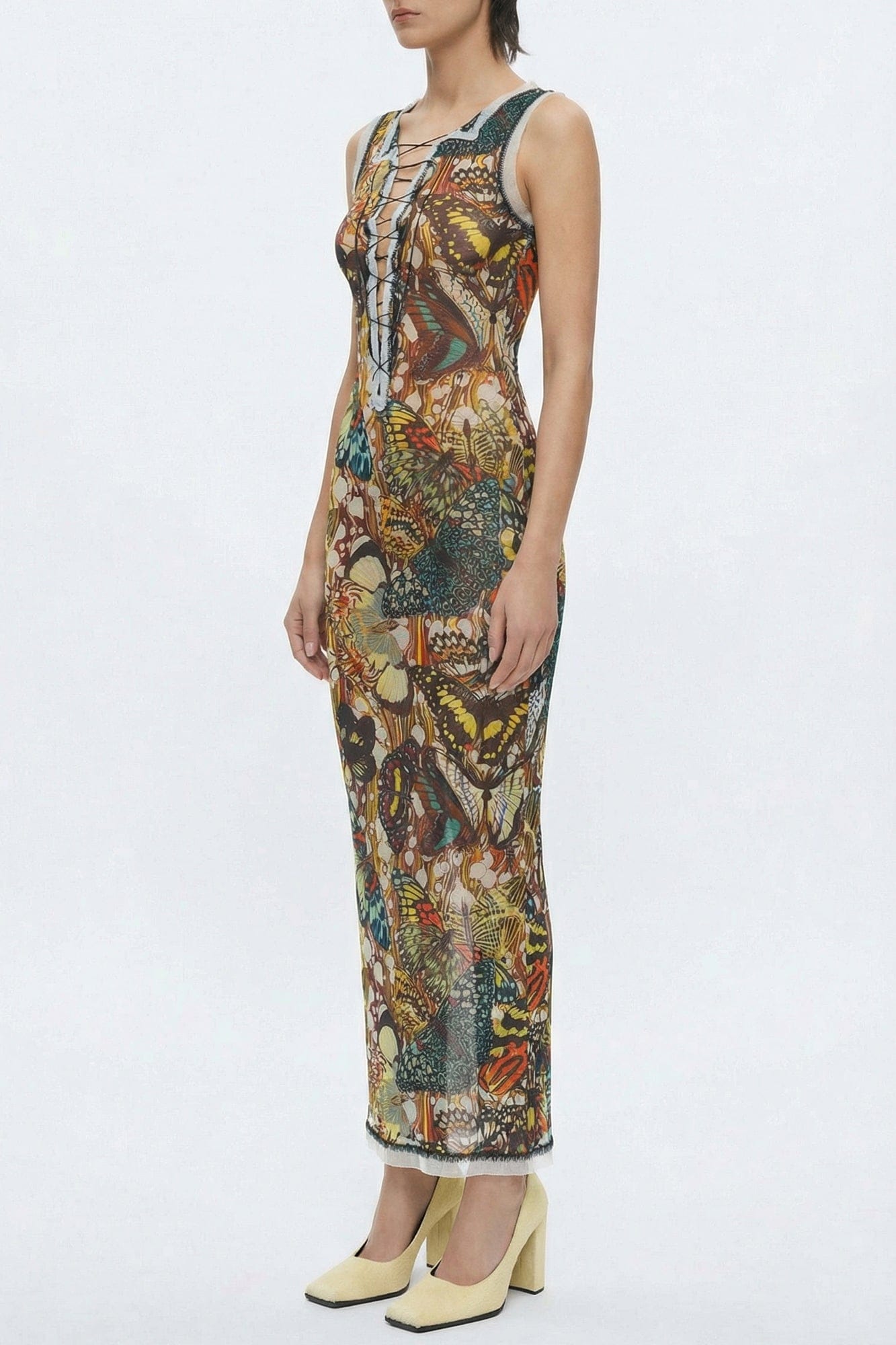 Jean Paul Gaultier Mesh Dress with Lacing in Papillon