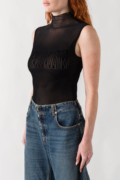 Jean Paul Gaultier Mesh Long Sleeve Bodysuit In Black side