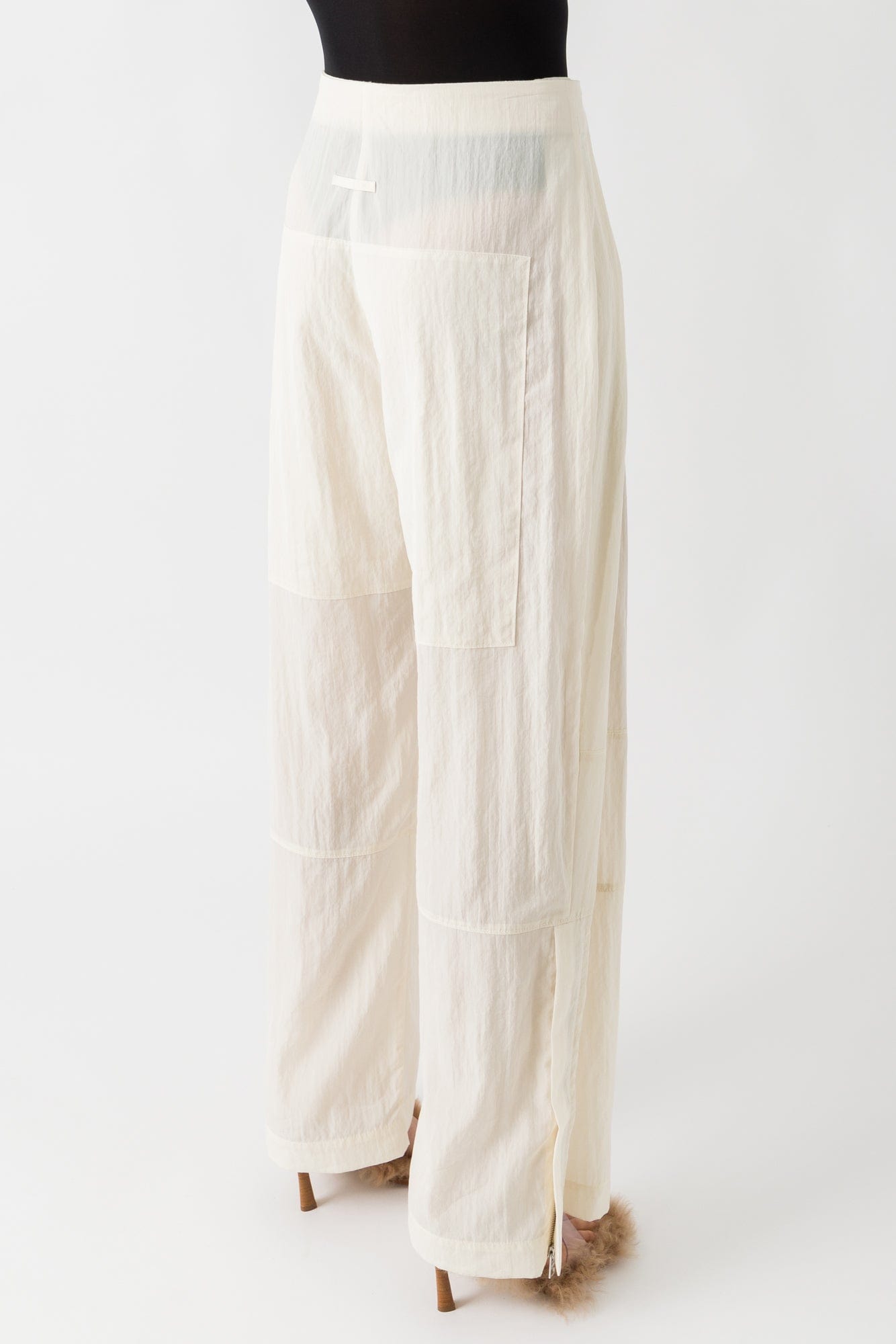 Jean Paul Gaultier Pleated Pants In Ecru