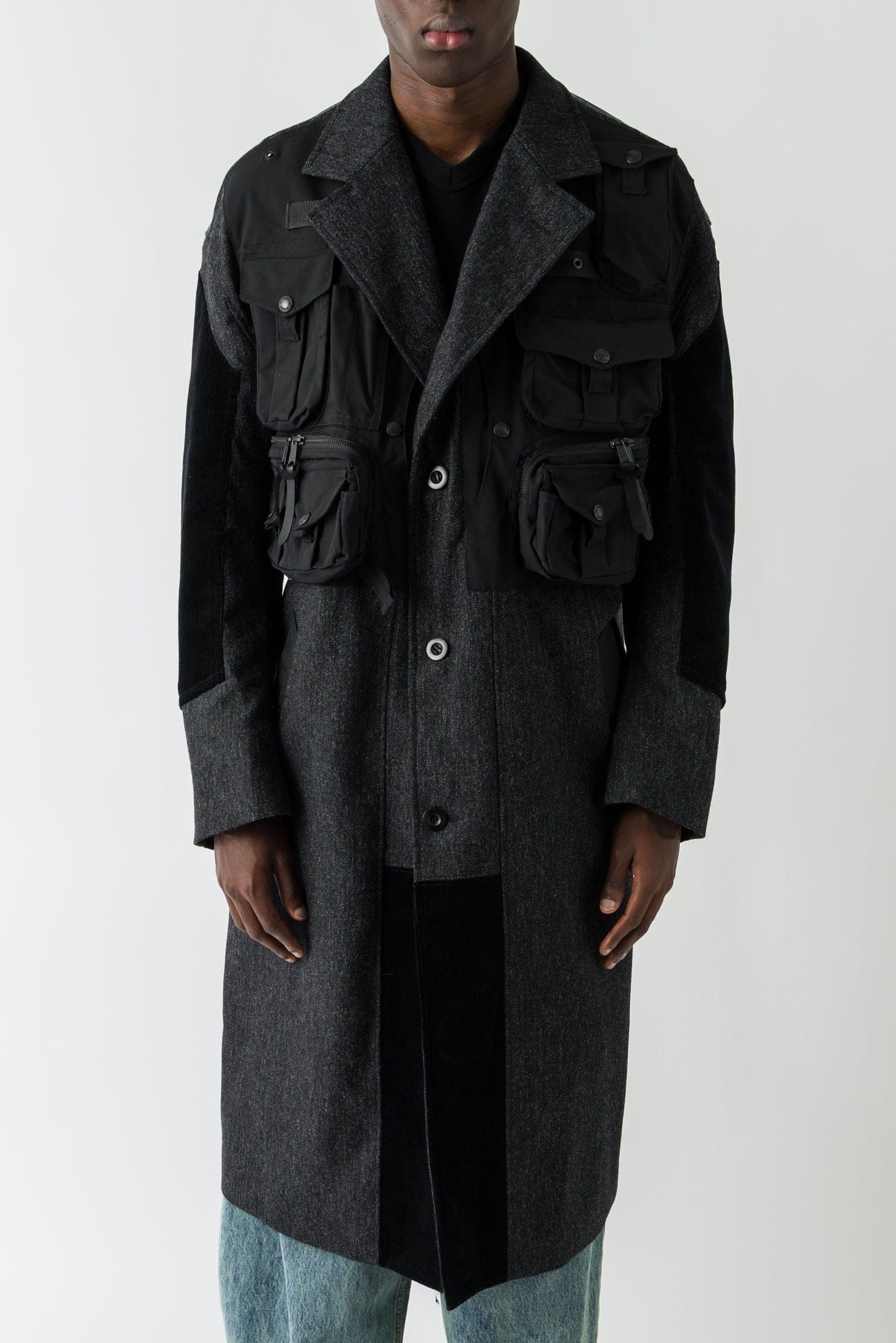 Junya Watanabe MAN Combination Coat in Black and Grey