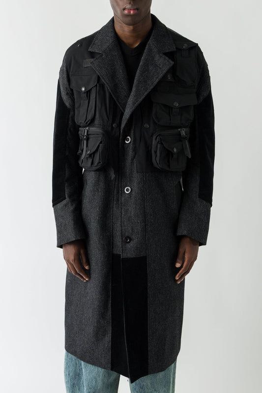 Junya Watanabe MAN Combination Coat in Black and Grey