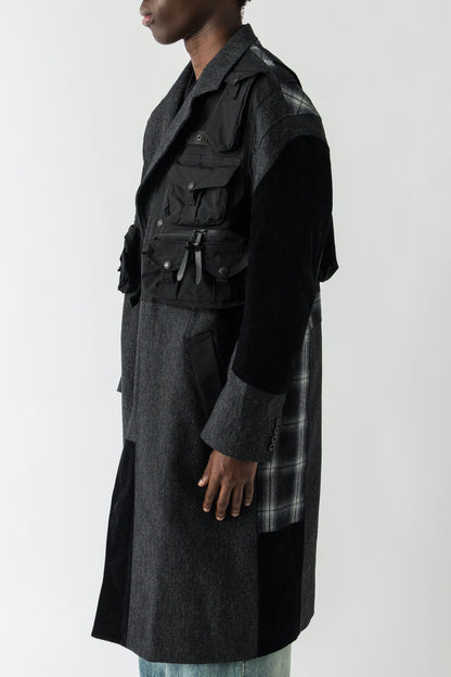 Junya Watanabe MAN Combination Coat in Black and Grey side
