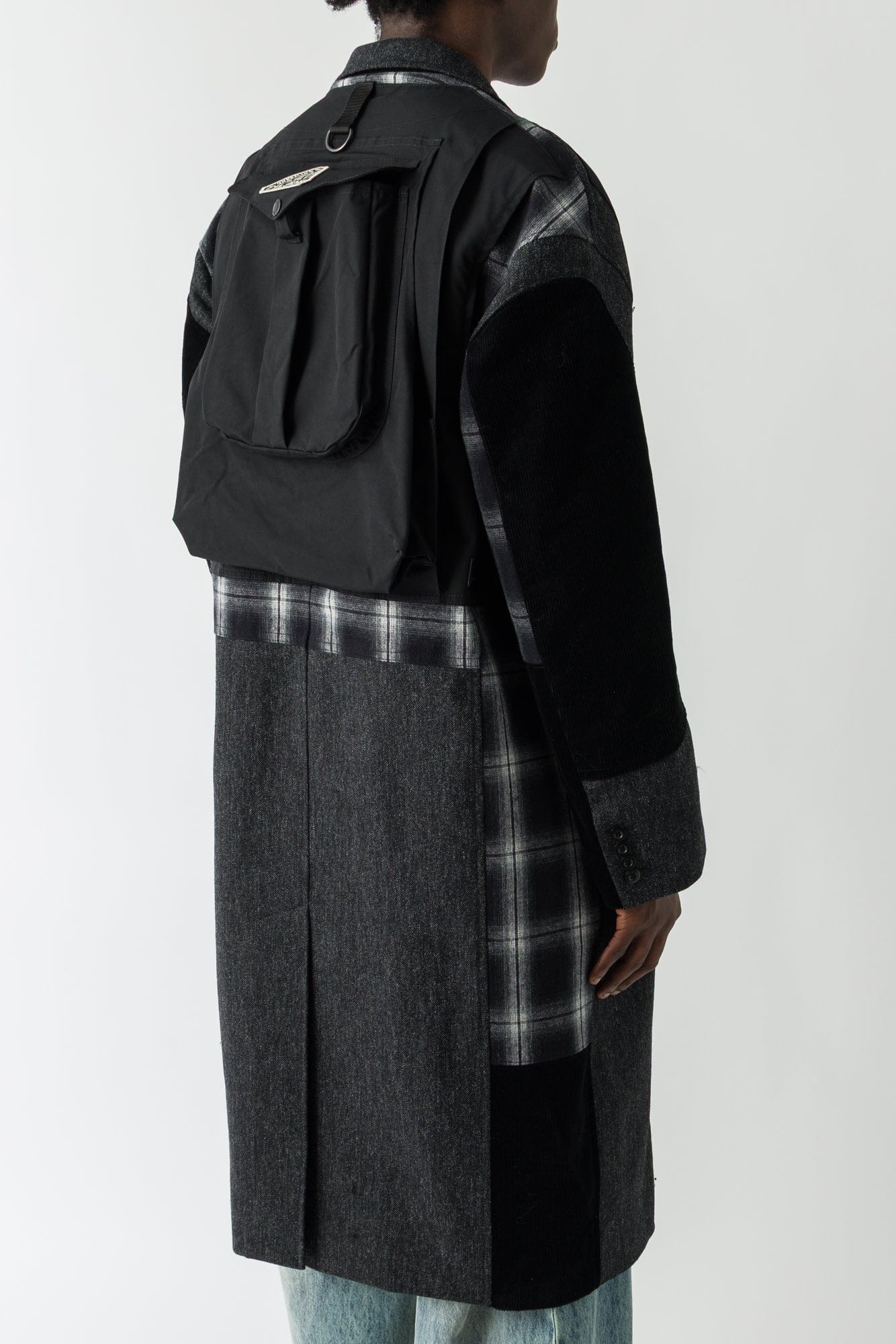 Junya Watanabe MAN Combination Coat in Black and Grey back