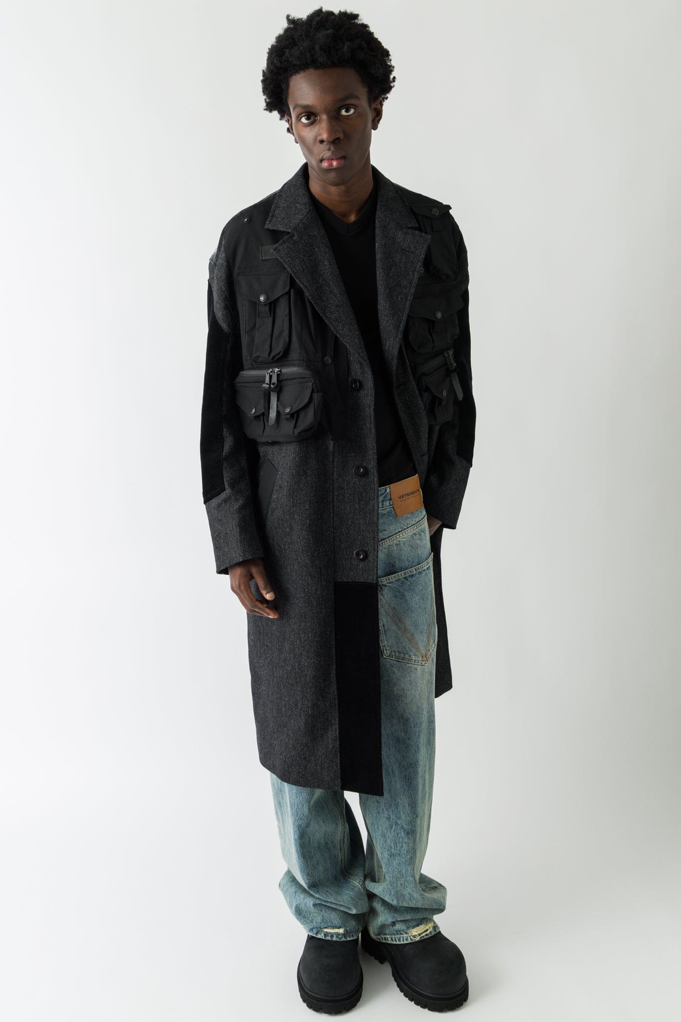 Junya Watanabe MAN Combination Coat in Black and Grey