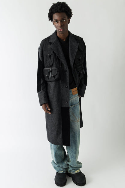 Junya Watanabe MAN Combination Coat in Black and Grey full look
