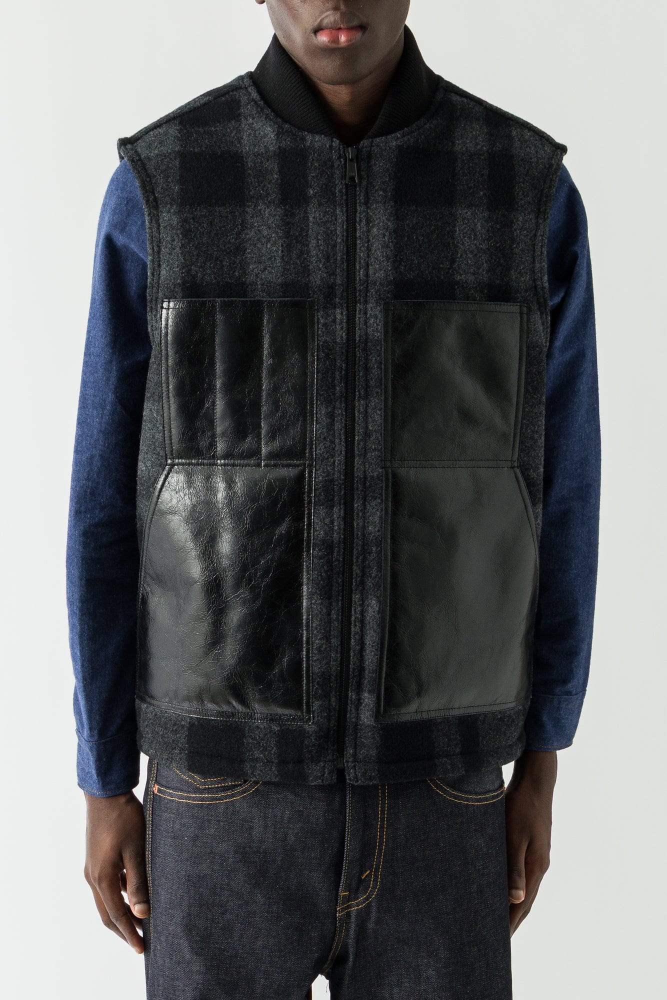 Junya Watanabe MAN Combination Vest in Grey and Black